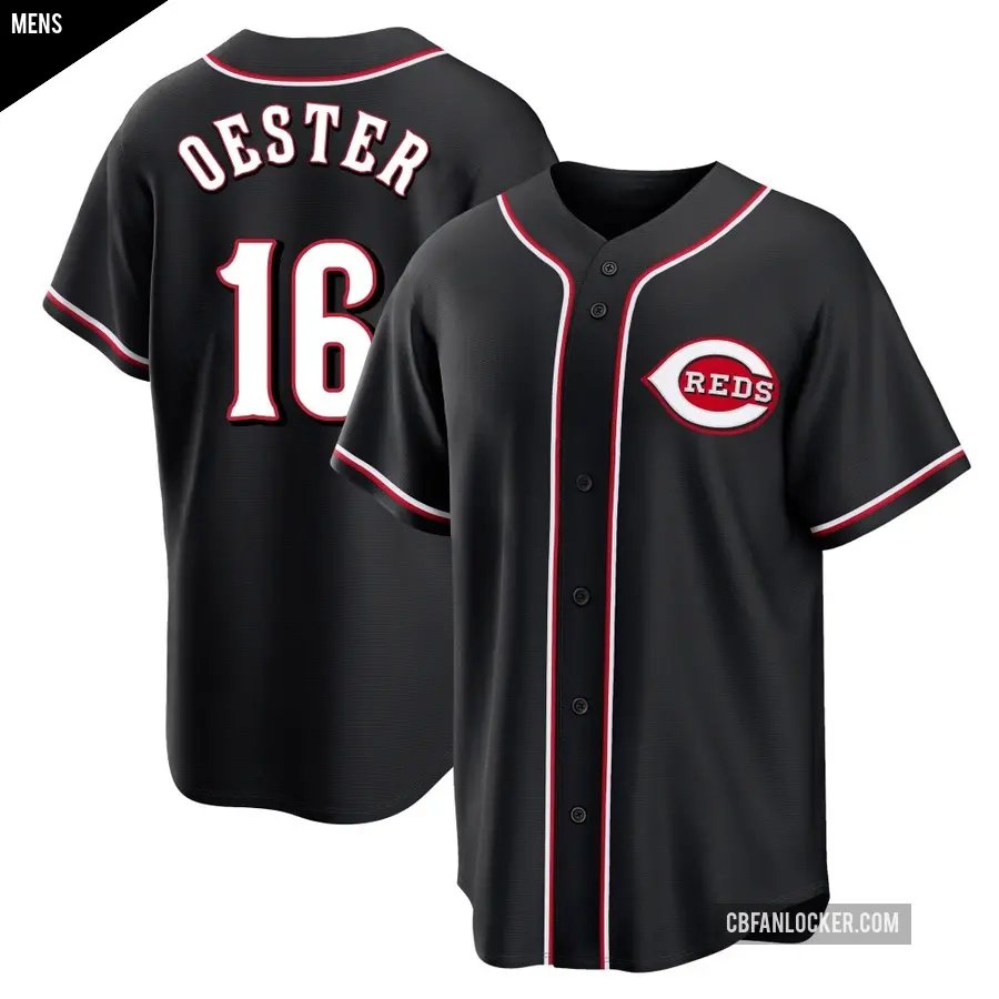Men's Cincinnati Reds ＃16 Ron Oester Replica Black Fashion Out Jersey