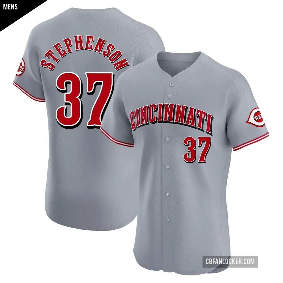 Men's Cincinnati Reds ＃37 Tyler Stephenson Elite Gray Road Jersey