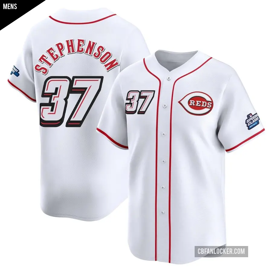 Men's Cincinnati Reds ＃37 Tyler Stephenson Limited White 2025 Speedway Classic Alternate Jersey