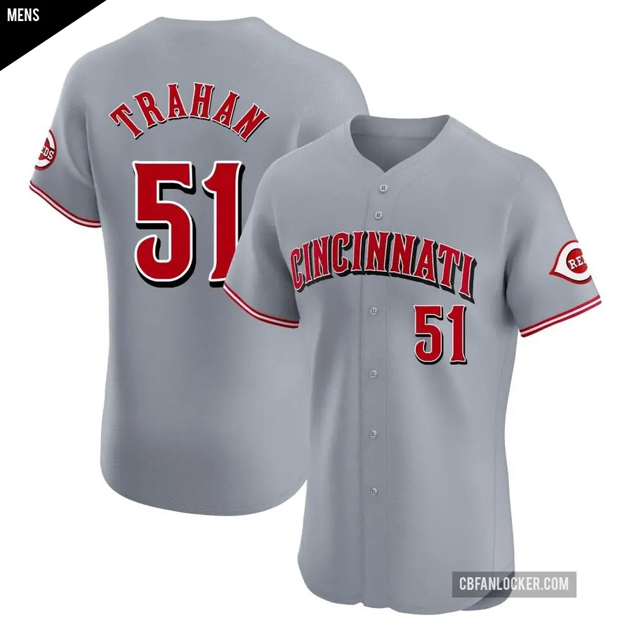 Men's Cincinnati Reds ＃51 Blake Trahan Elite Gray Road Jersey