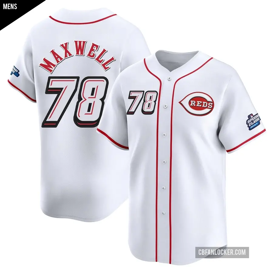 Men's Cincinnati Reds ＃78 Zach Maxwell Limited White 2025 Speedway Classic Alternate Jersey