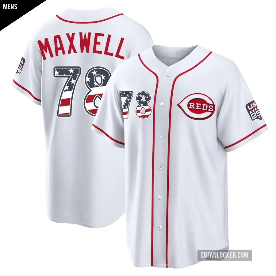 Men's Cincinnati Reds ＃78 Zach Maxwell Limited White USA 250 Fourth Of July Home Stadium Jersey
