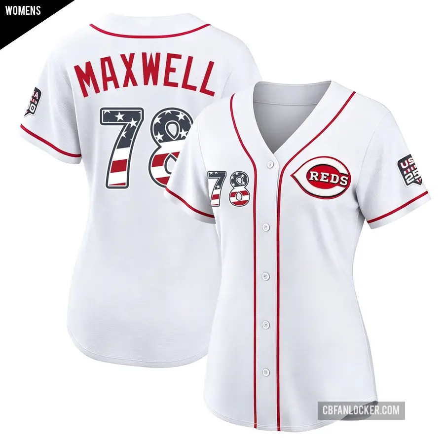 Women's Cincinnati Reds ＃78 Zach Maxwell Limited White USA 250 Fourth Of July Home Stadium Jersey