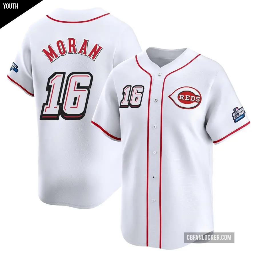 Youth Cincinnati Reds ＃16 Colin Moran Limited White 2025 Speedway Classic Alternate Jersey