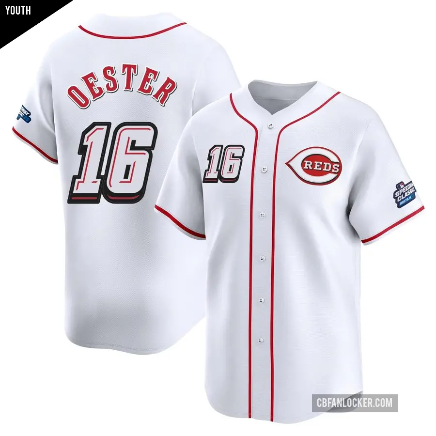 Youth Cincinnati Reds ＃16 Ron Oester Limited White 2025 Speedway Classic Alternate Jersey