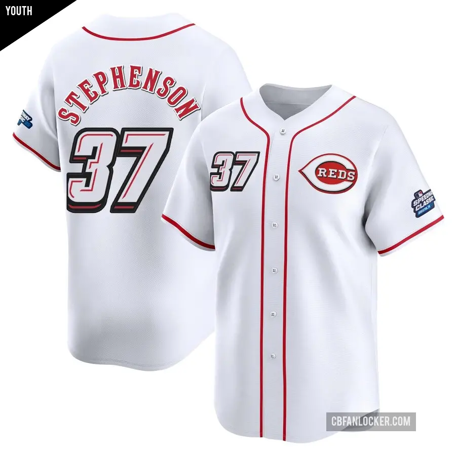 Youth Cincinnati Reds ＃37 Tyler Stephenson Limited White 2025 Speedway Classic Alternate Jersey