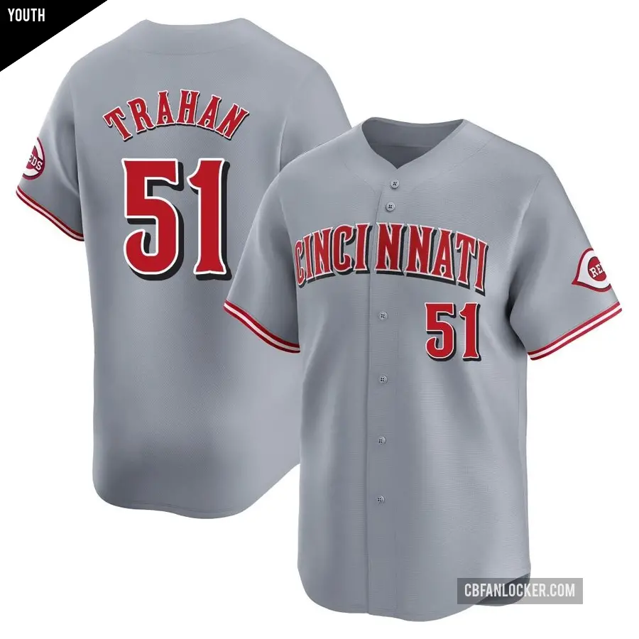 Youth Cincinnati Reds ＃51 Blake Trahan Limited Gray Away Jersey