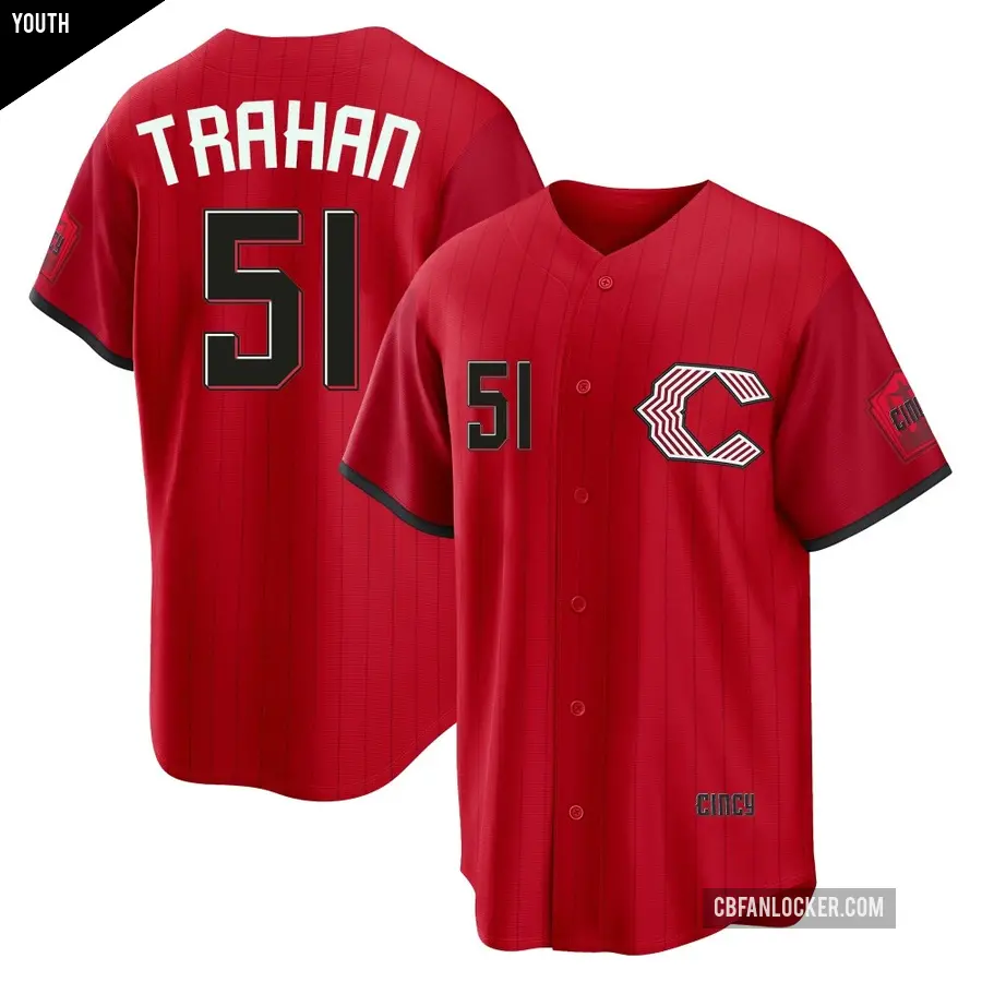 Youth Cincinnati Reds ＃51 Blake Trahan Limited Red 2026 City Connect Stadium Jersey