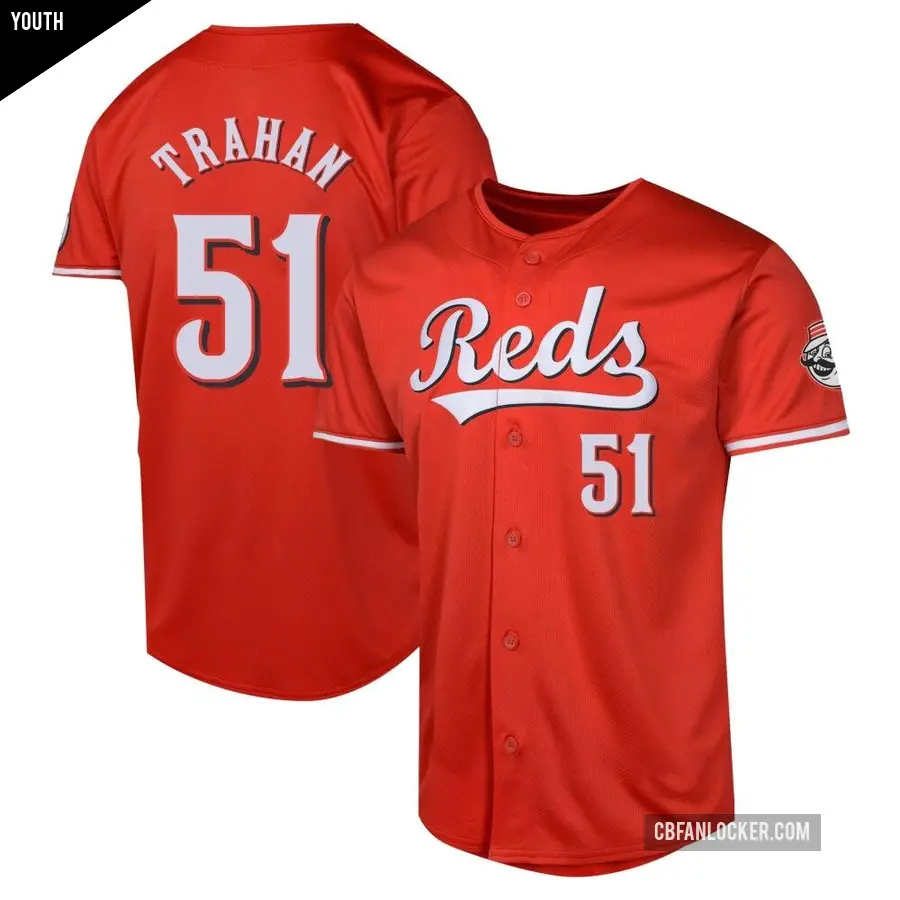 Youth Cincinnati Reds ＃51 Blake Trahan Limited Red Alternate Jersey