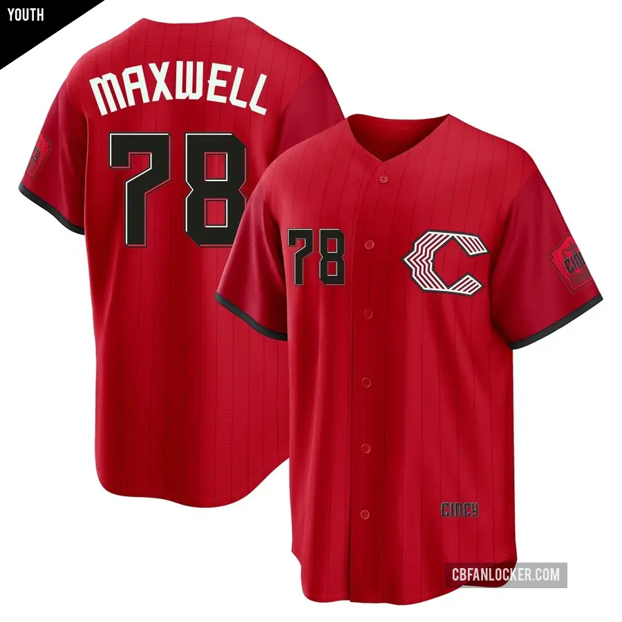 Youth Cincinnati Reds ＃78 Zach Maxwell Limited Red 2026 City Connect Stadium Jersey