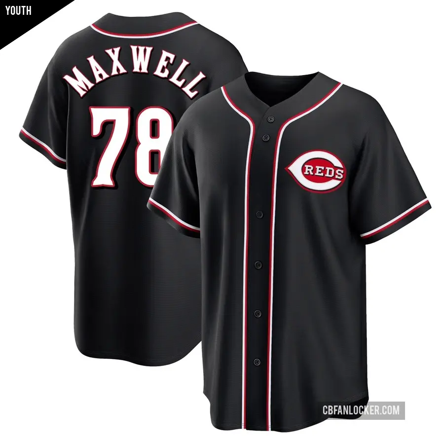 Youth Cincinnati Reds ＃78 Zach Maxwell Replica Black Fashion Out Jersey